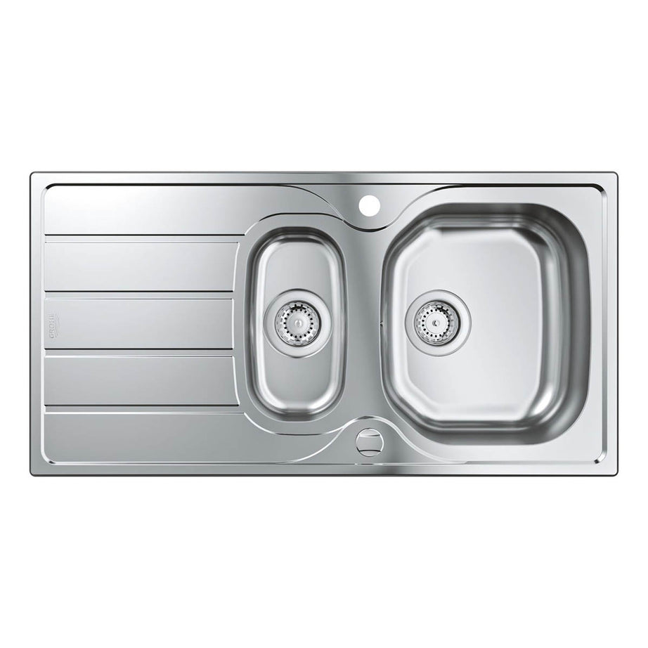 Grohe Kitchen Sink Polished Stainless Steel Reversible 1.5 Bowl 500 x 965mm - Image 3