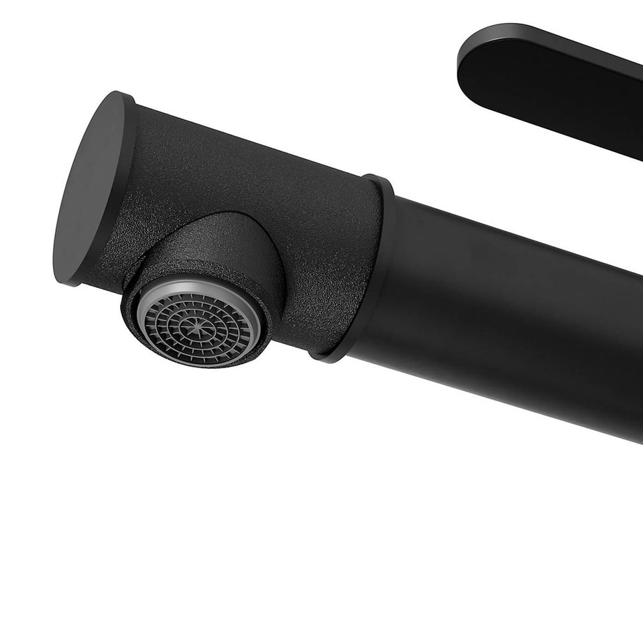 Bathroom Basin Tap Mono Mixer Tall Black Single Lever Clicker Waste Modern - Image 6