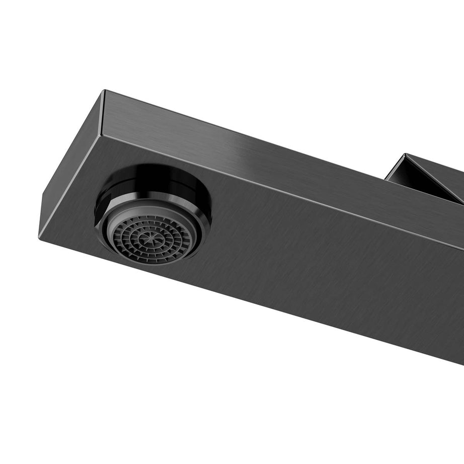 Bathroom Basin Tap Mono Mixer Titanium Square Single Lever Single Waste Faucet - Image 4