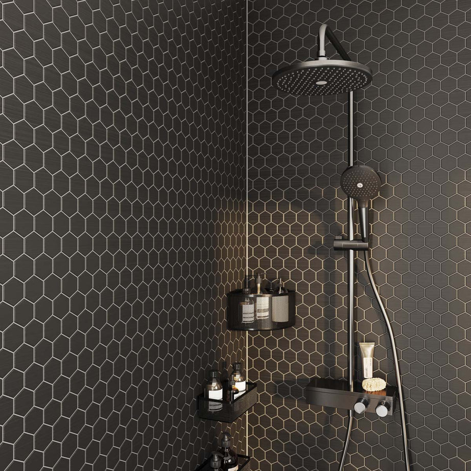 Thermostatic Mixer Shower Titanium 3 Spray Pattern Twin Round Head Modern - Image 2