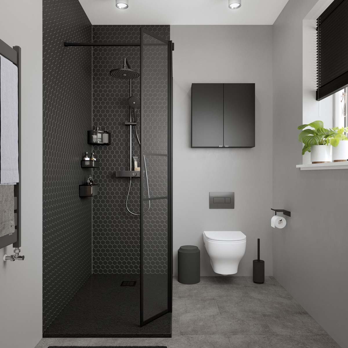 Thermostatic Mixer Shower Titanium 3 Spray Pattern Twin Round Head Modern - Image 3