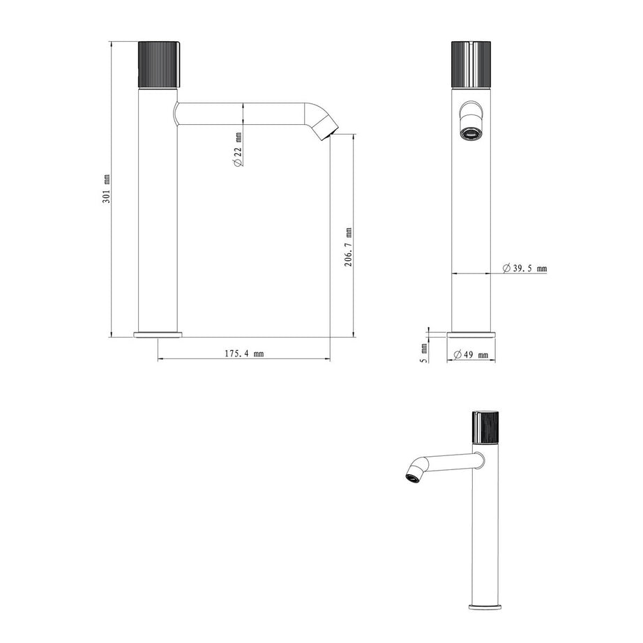 Barhroom Basin Mixer Tap Chrome Effect Round Modern Grip Handle Durable - Image 2