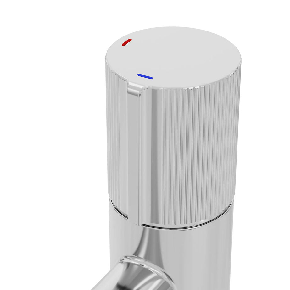 Barhroom Basin Mixer Tap Chrome Effect Round Modern Grip Handle Durable - Image 6