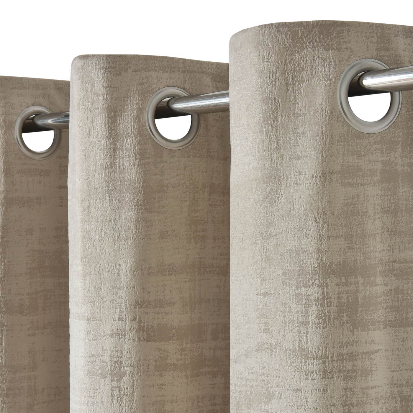 GoodHome Eyelet Curtain Beige Plain woven Lined Ruvor (W)167cm (L)183cm, Pair - Image 5