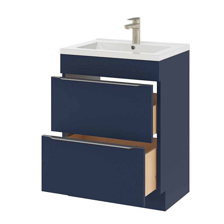 Bathroom Basin Cabinet Matt Blue Freestanding Storage Vanity Unit (H)82x(W)60cm - Image 4