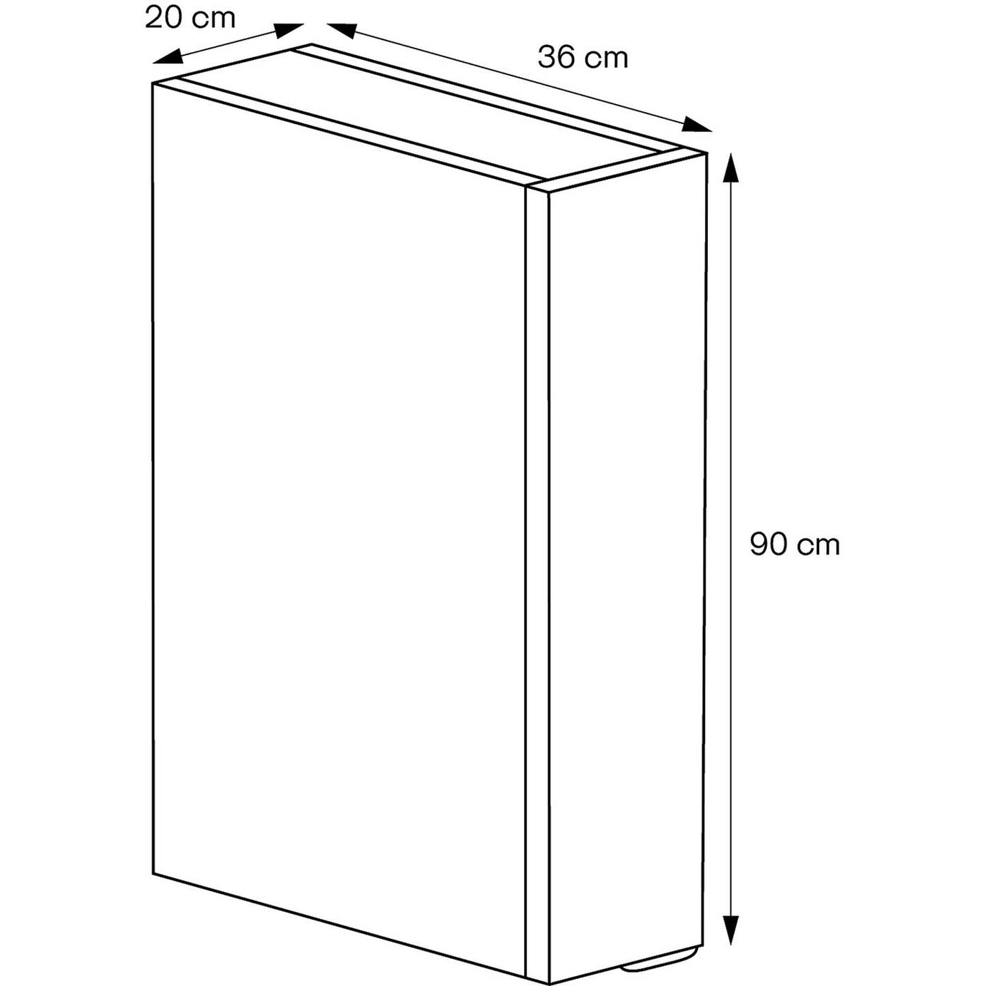 Bathroom Single Wall Cabinet Deep Matt Black Soft Close (H)90cm (W)20cm - Image 3