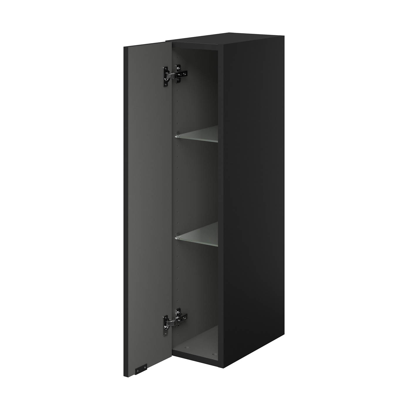 Bathroom Single Wall Cabinet Deep Matt Black Soft Close (H)90cm (W)20cm - Image 5