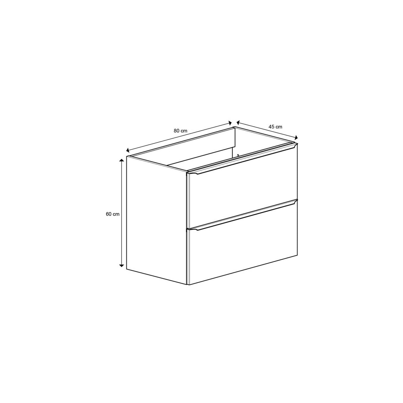 Imandra Bathroom Cabinet Under Sink Matt Blue Wall-Mounted 2 Drawer H600xW800mm - Image 2