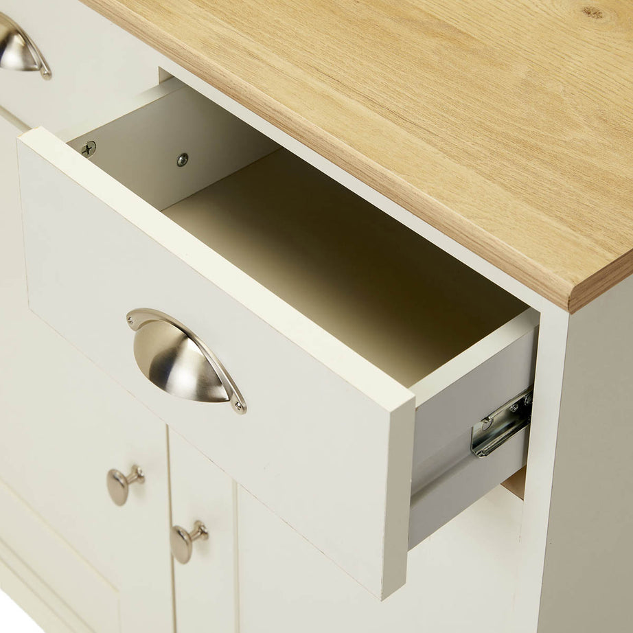 Letvica Shaker Sideboard 2 Drawer Matt White Oak Effect (H)771 (W)737 (D)408mm - Image 5