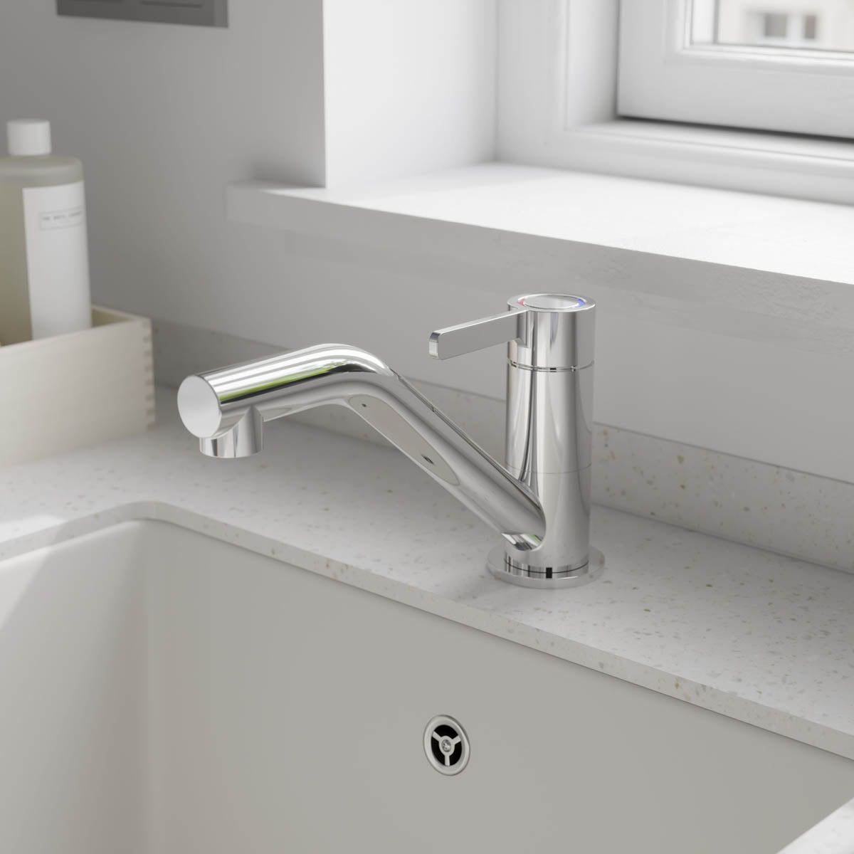 Kitchen Sink Tap Mixer Single Lever Chrome Swivel Spout Contemporary Faucet - Image 2