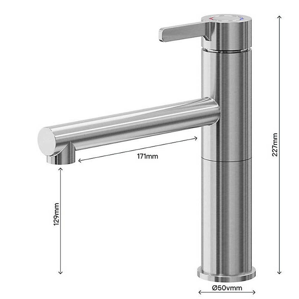 Kitchen Sink Tap Mixer Stainless Steel Single Lever Swivel Spout Contemporary - Image 3