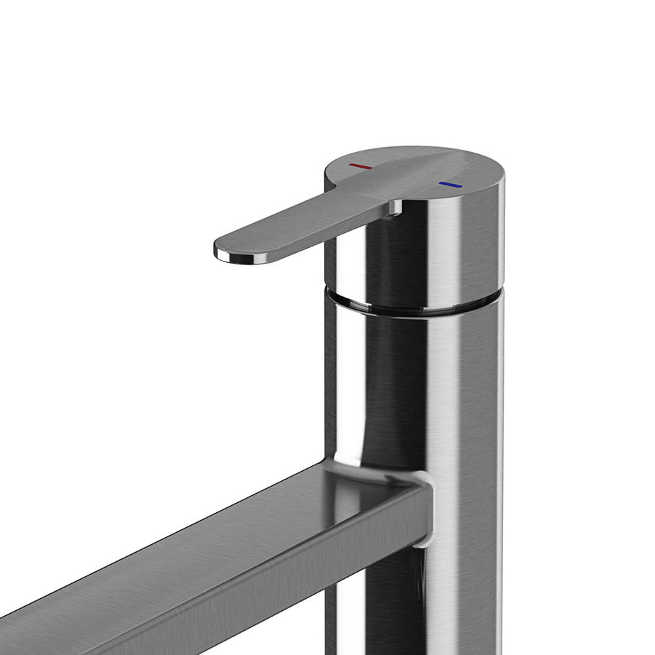 Kitchen Sink Tap Mixer Gloss Stainless Steel Single Lever Swivel Spout Faucet - Image 4