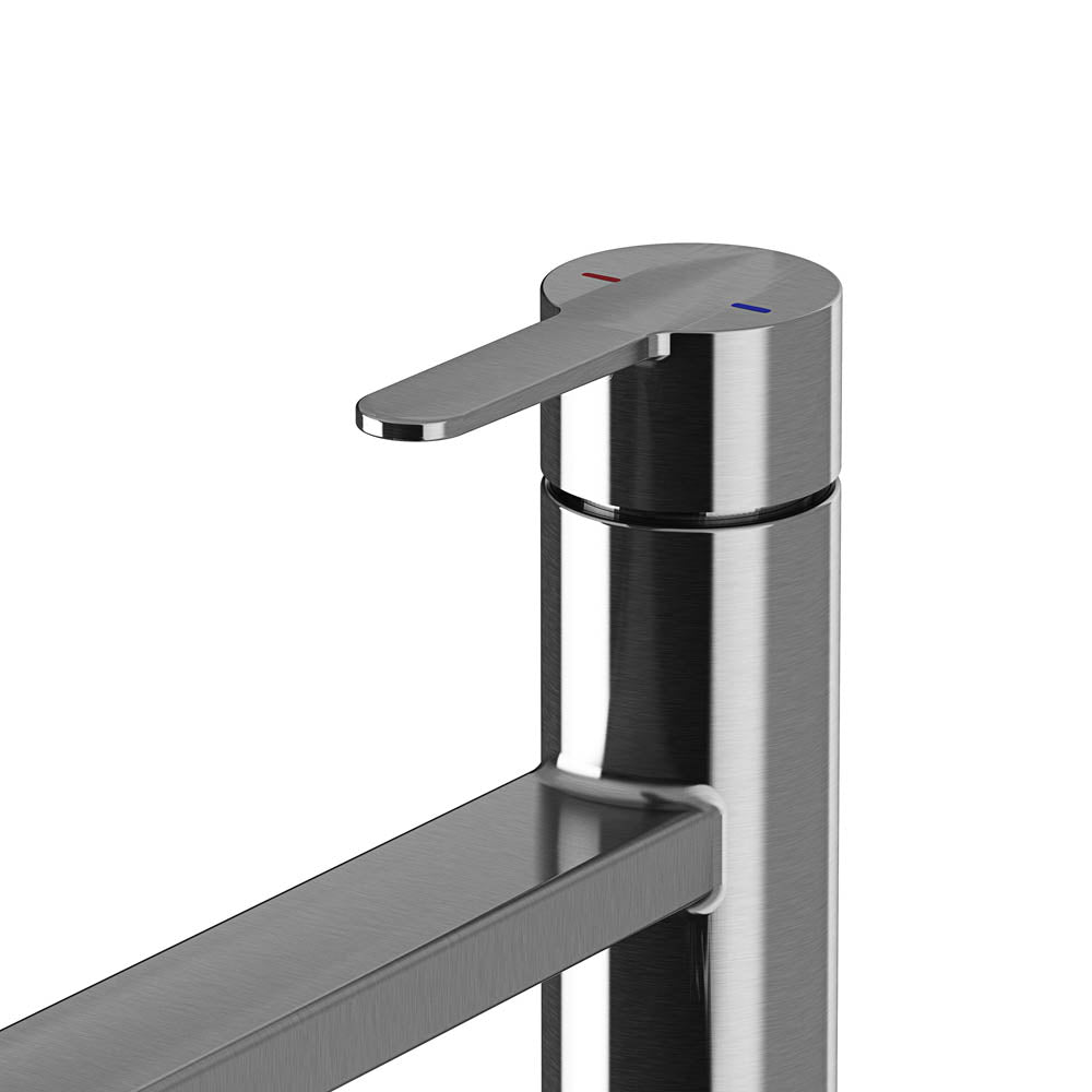 Kitchen Sink Tap Mixer Gloss Stainless Steel Single Lever Swivel Spout Faucet - Image 4