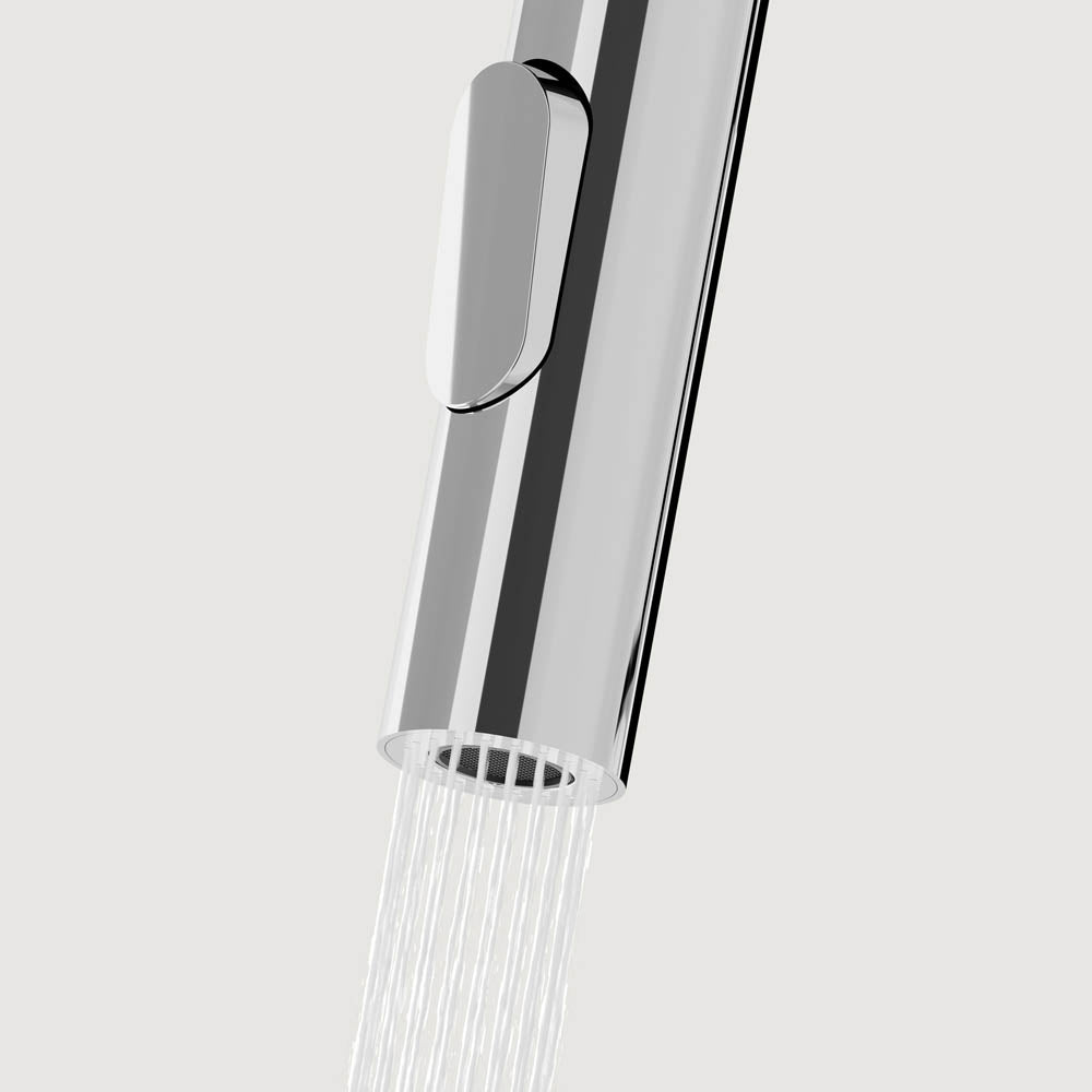 Kitchen Sink Tap Mixer Chrome Dual Lever Swivel Spout Contemporary Spring Neck - Image 2