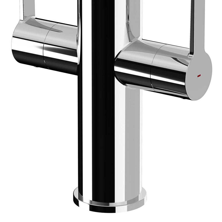 Kitchen Sink Tap Mixer Chrome Dual Lever Swivel Spout Contemporary Spring Neck - Image 4