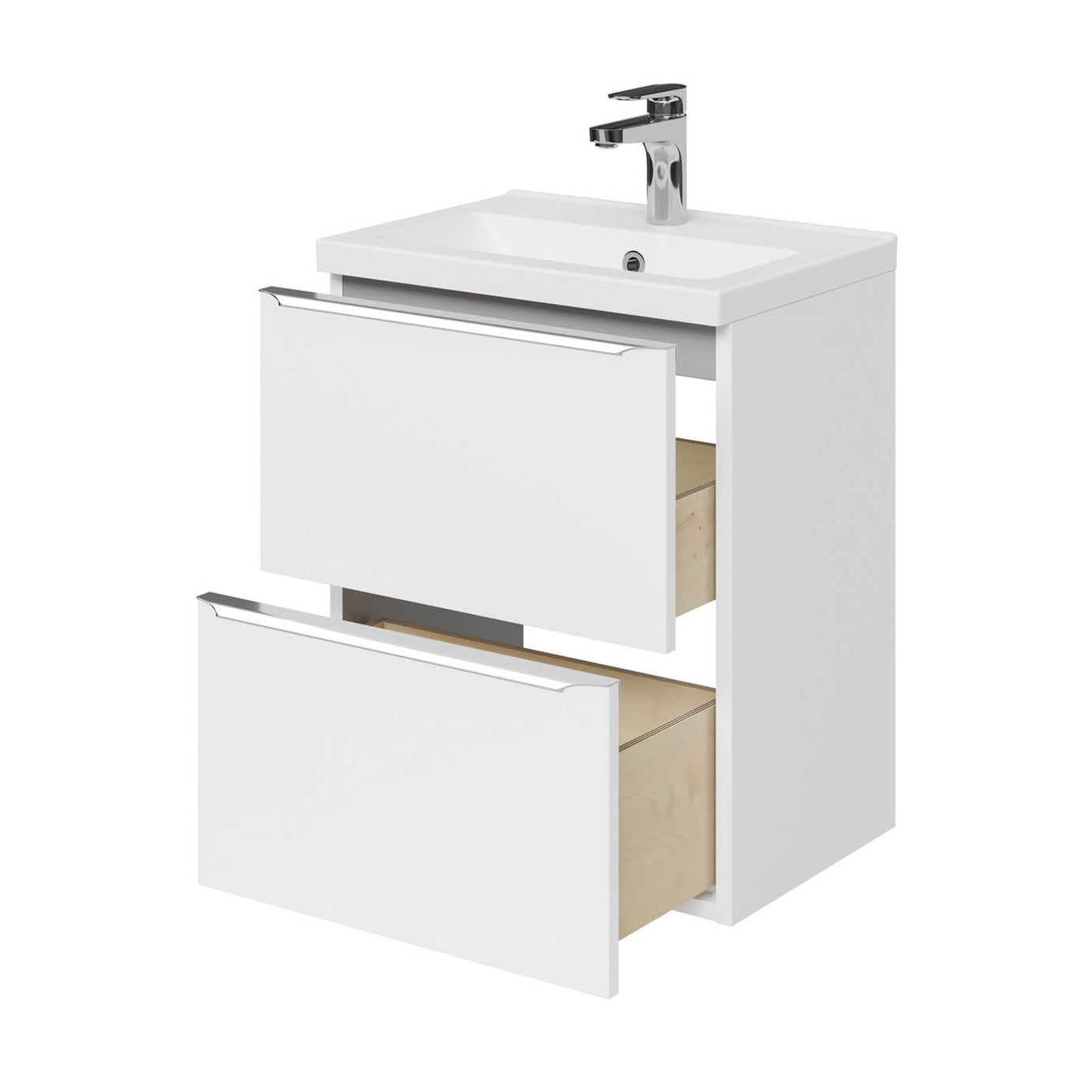 Bathroom Cabinet Soft Close Slimline Gloss White Wall Mounted Modern 600x500mm - Image 7
