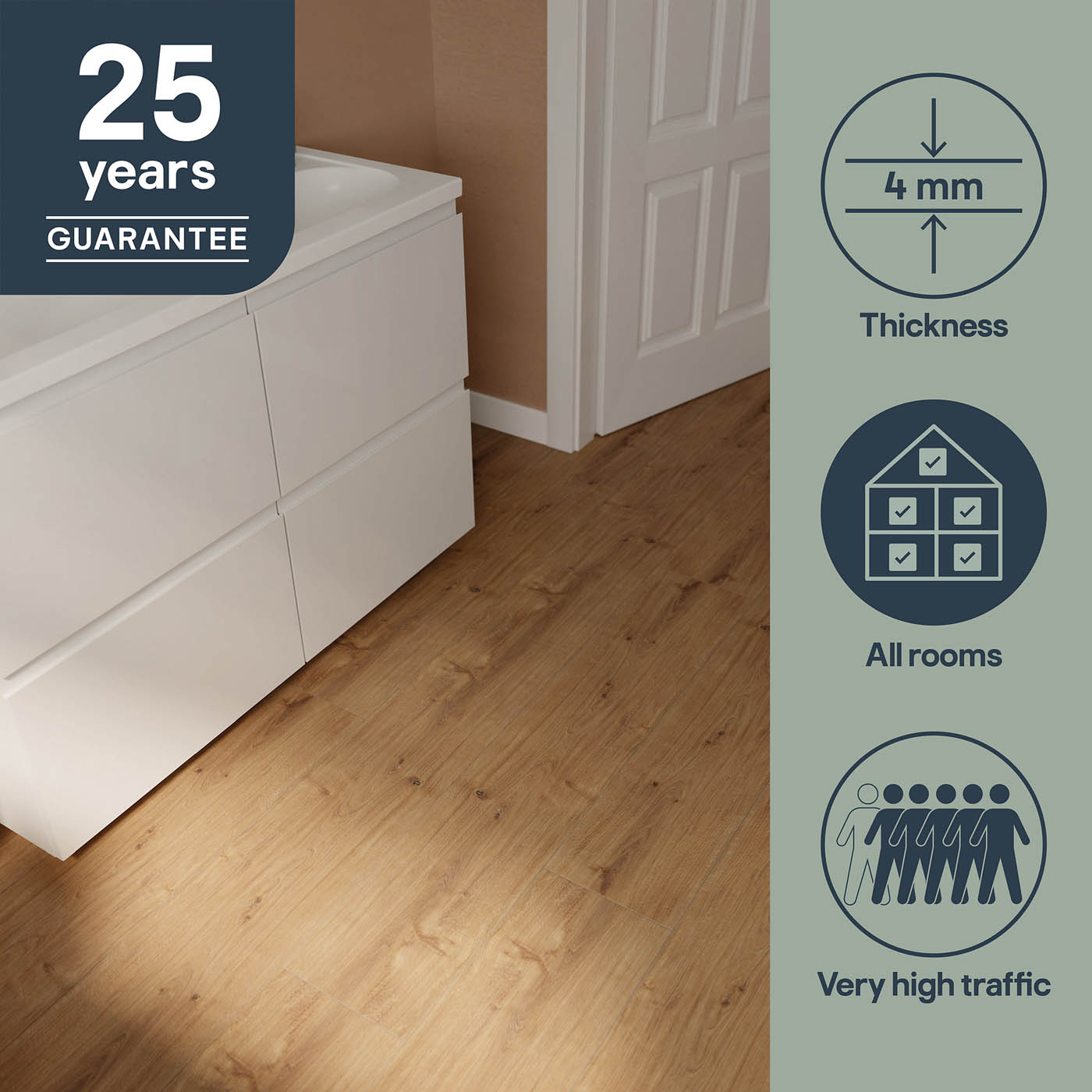 Click Vinyl Planks Walnut Oak Effect Textured Water Resistant Traditional 2.36m² - Image 7