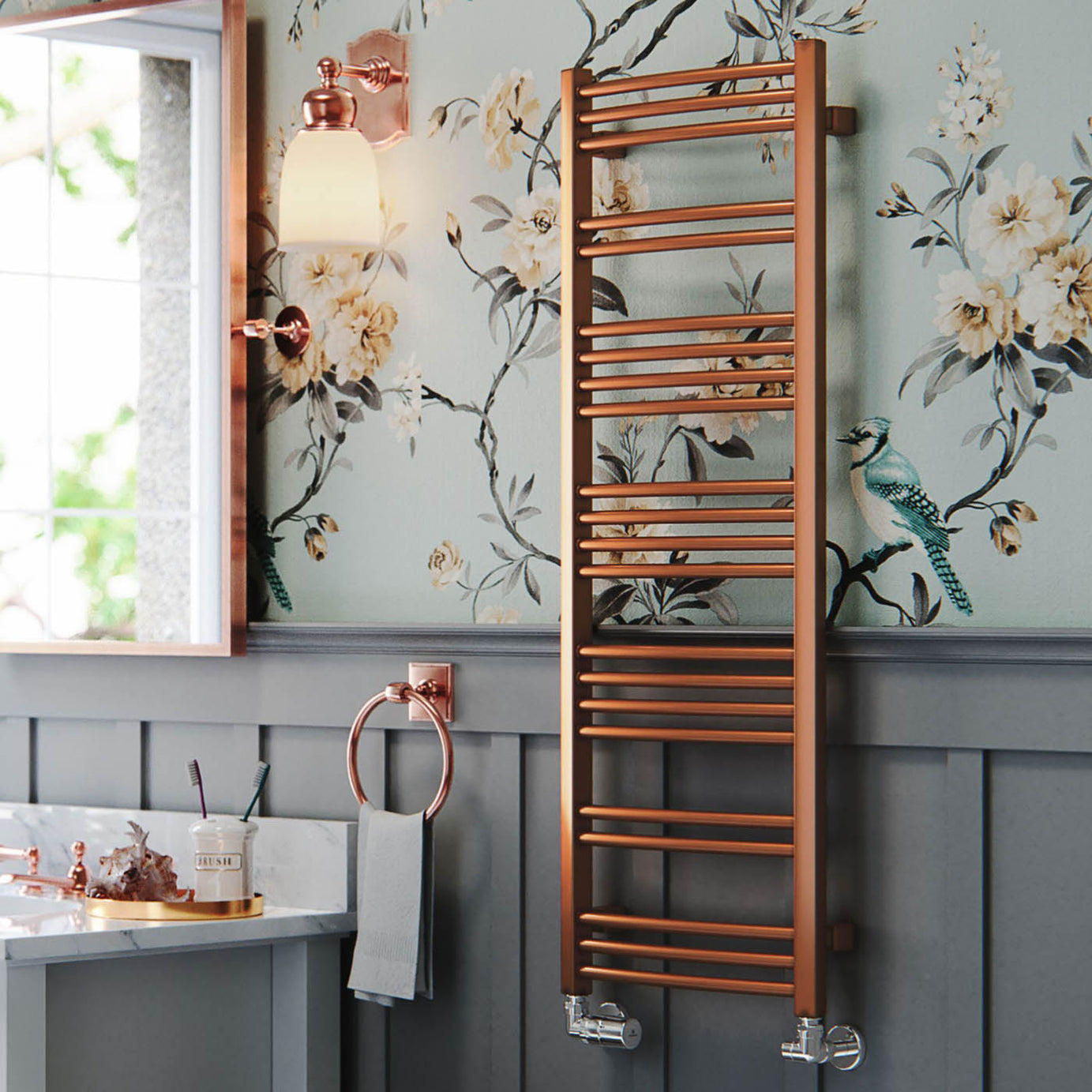 Terma Jade Copper Flat Towel warmer (W)400mm x (H)1149mm - Image 2