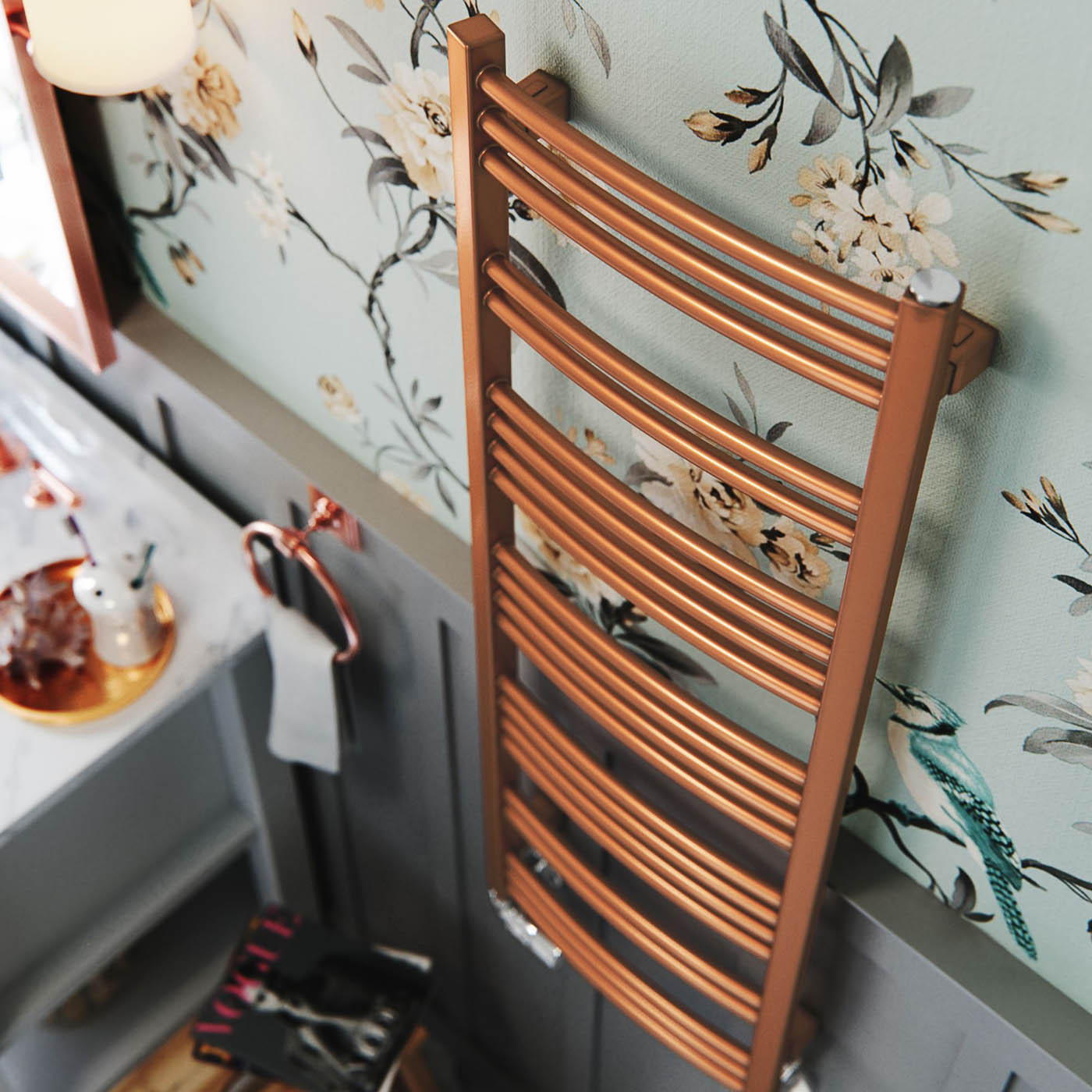 Terma Jade Copper Flat Towel warmer (W)400mm x (H)1149mm - Image 6
