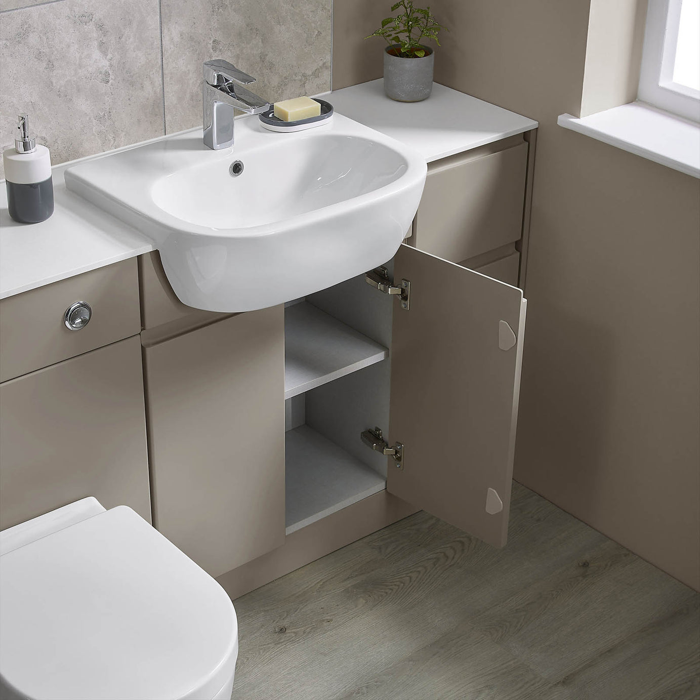 Bathroom Cabinet End Panel Westport Matt Stone Grey Contemporary (H)720mm - Image 4