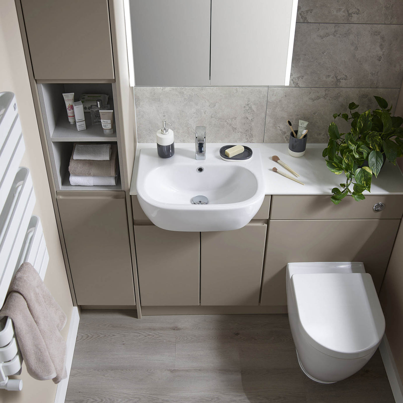 Bathroom Cabinet End Panel Westport MDF Matt Stone Grey Contemporary (H)900mm - Image 2
