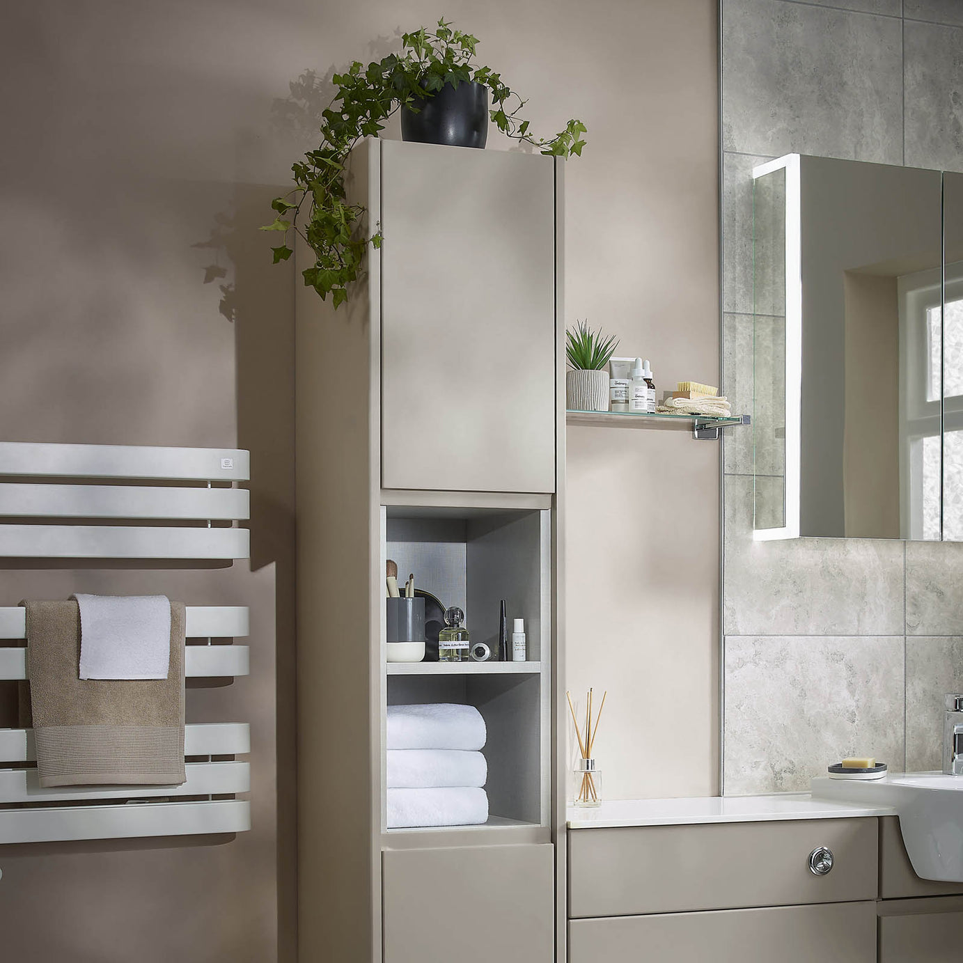 Bathroom Cabinet End Panel Westport MDF Matt Stone Grey Contemporary (H)900mm - Image 4