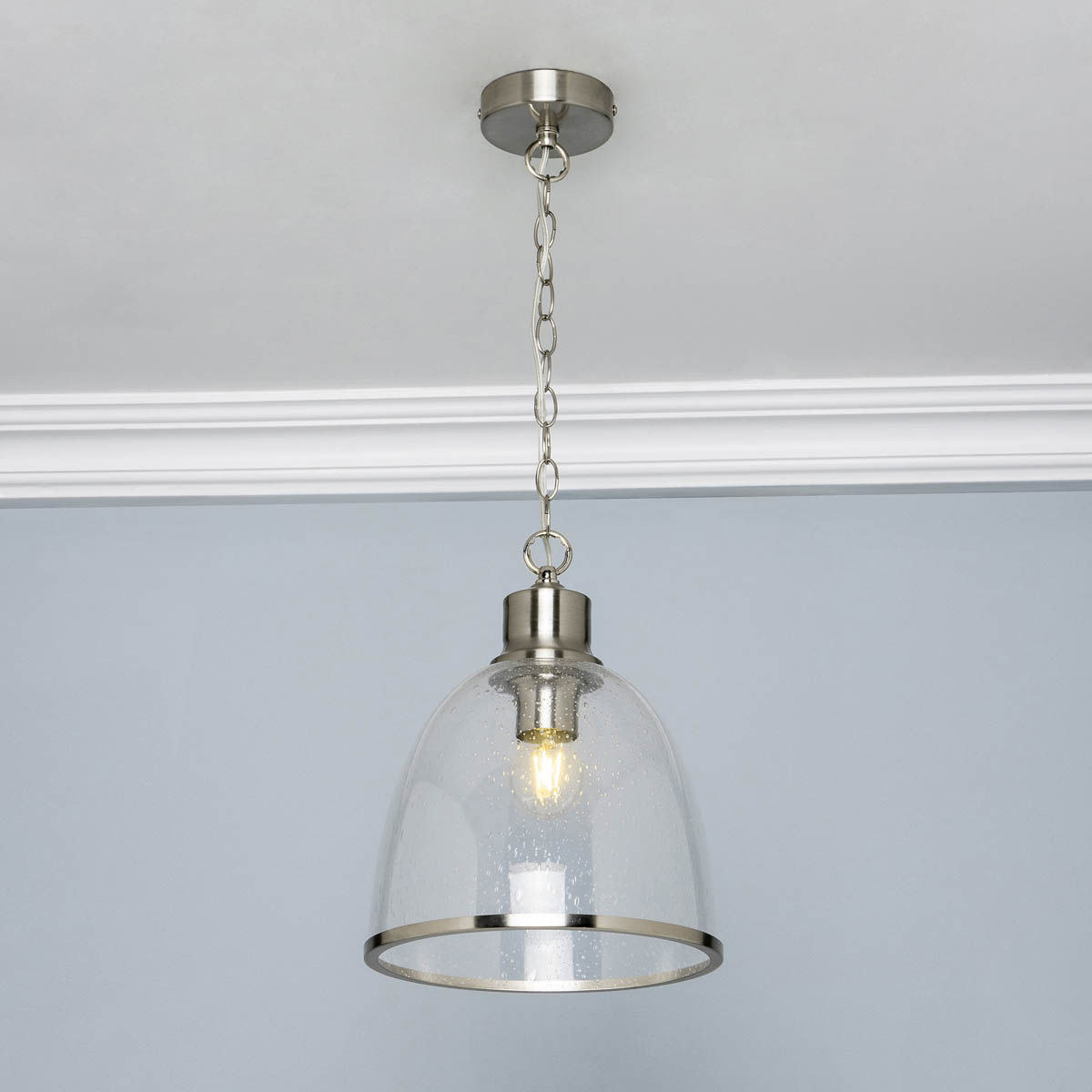 Inlight Pendant Ceiling Light LED Satin Nickel Effect Industrial (Dia)250mm - Image 1