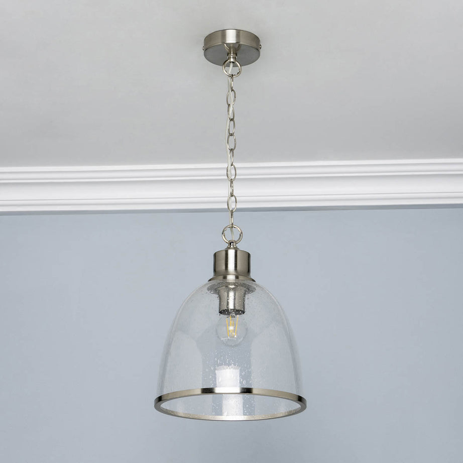Inlight Pendant Ceiling Light LED Satin Nickel Effect Industrial (Dia)250mm - Image 4
