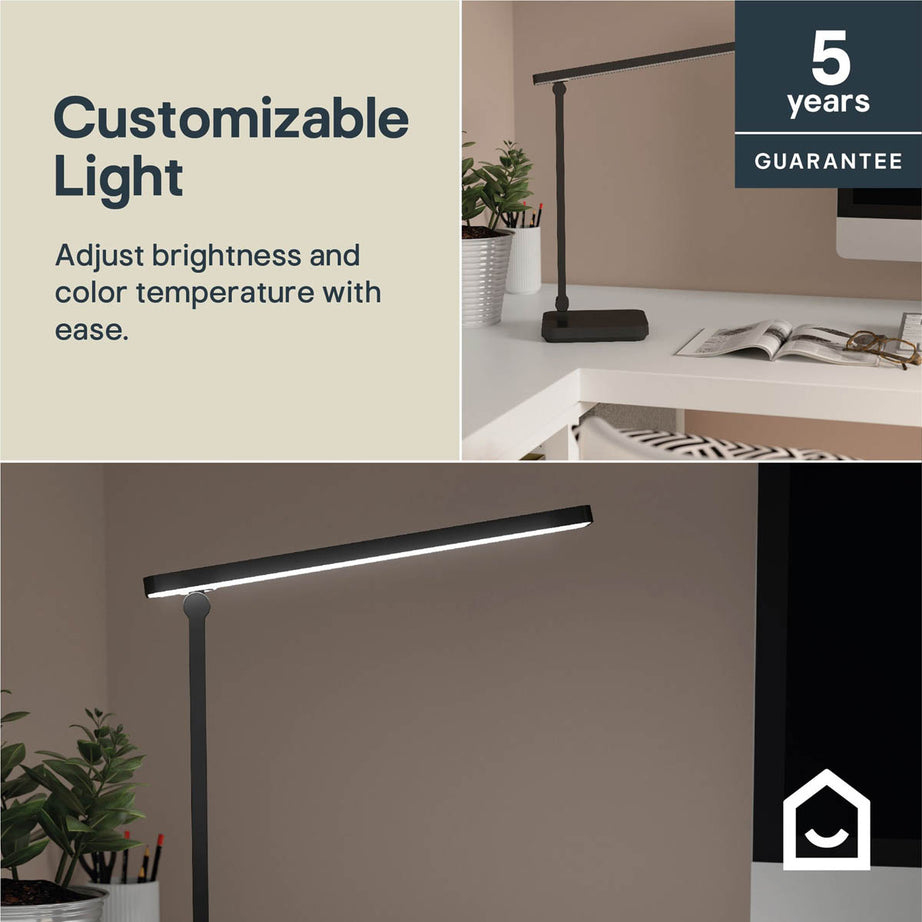 LED Table Lamp Matt Black Dimmable 350lm Touch Control Living Bedroom Office - Image 4