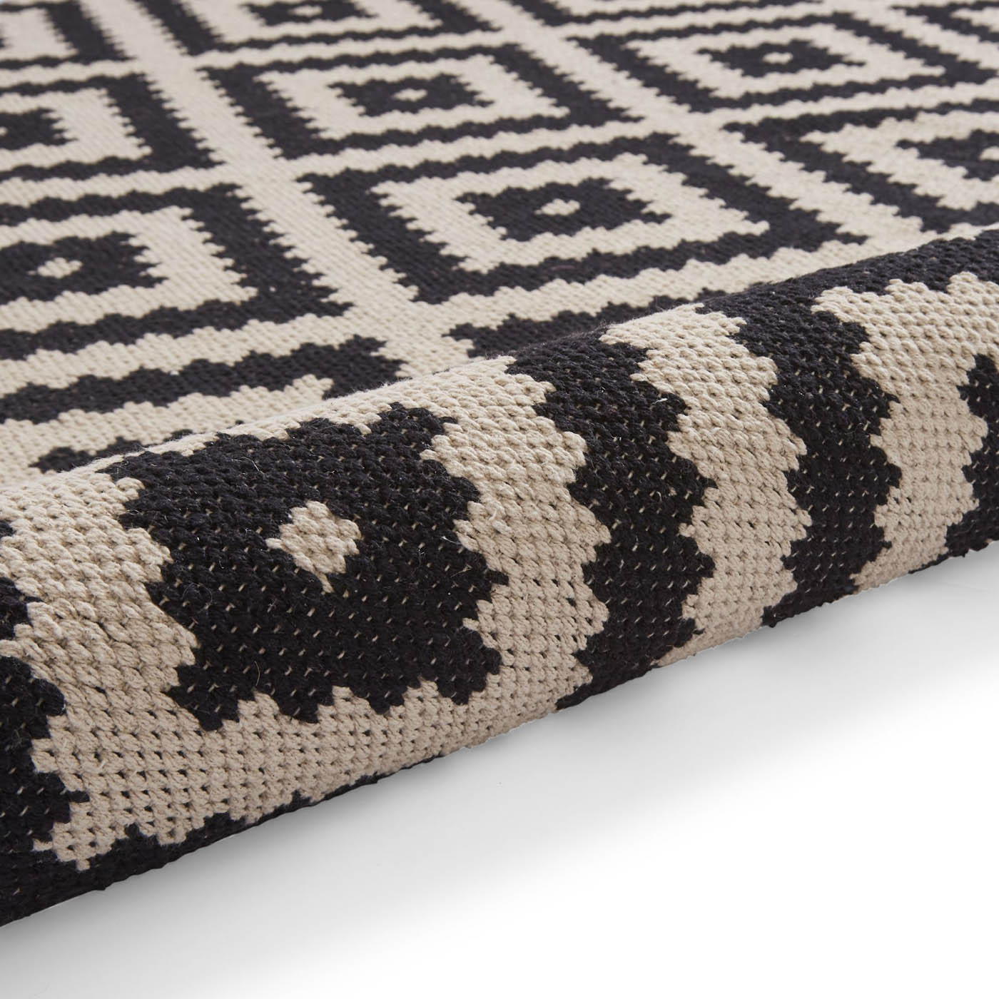 Medium Rug Black White Geometric Woven Effect contemporary (L)170cm x (W)120cm - Image 9