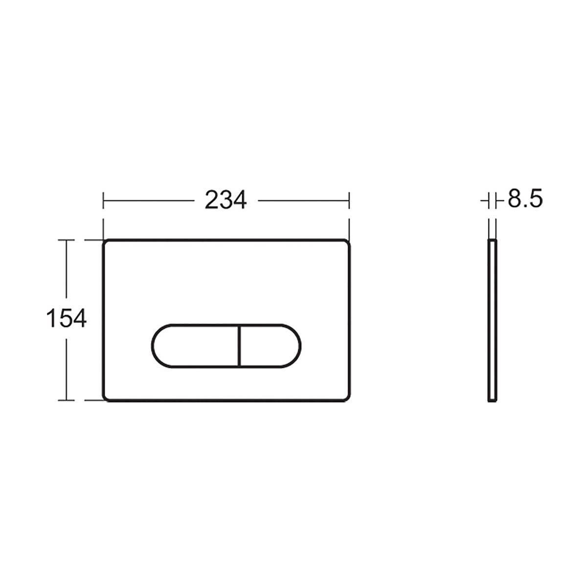 Ideal Standard Dual Flush Plate Wall-Mounted Silk Black Rounded (H)154 (W)234mm - Image 2
