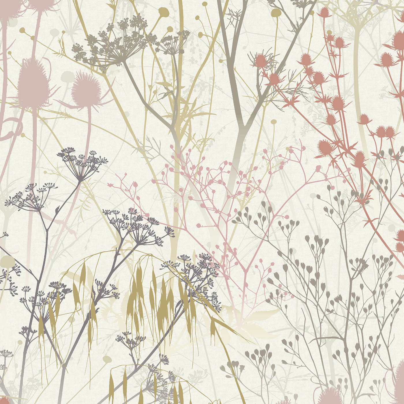 Clarissa Hulse Summer Border Cream, Pink & Purple Smooth Wallpaper - Image 1