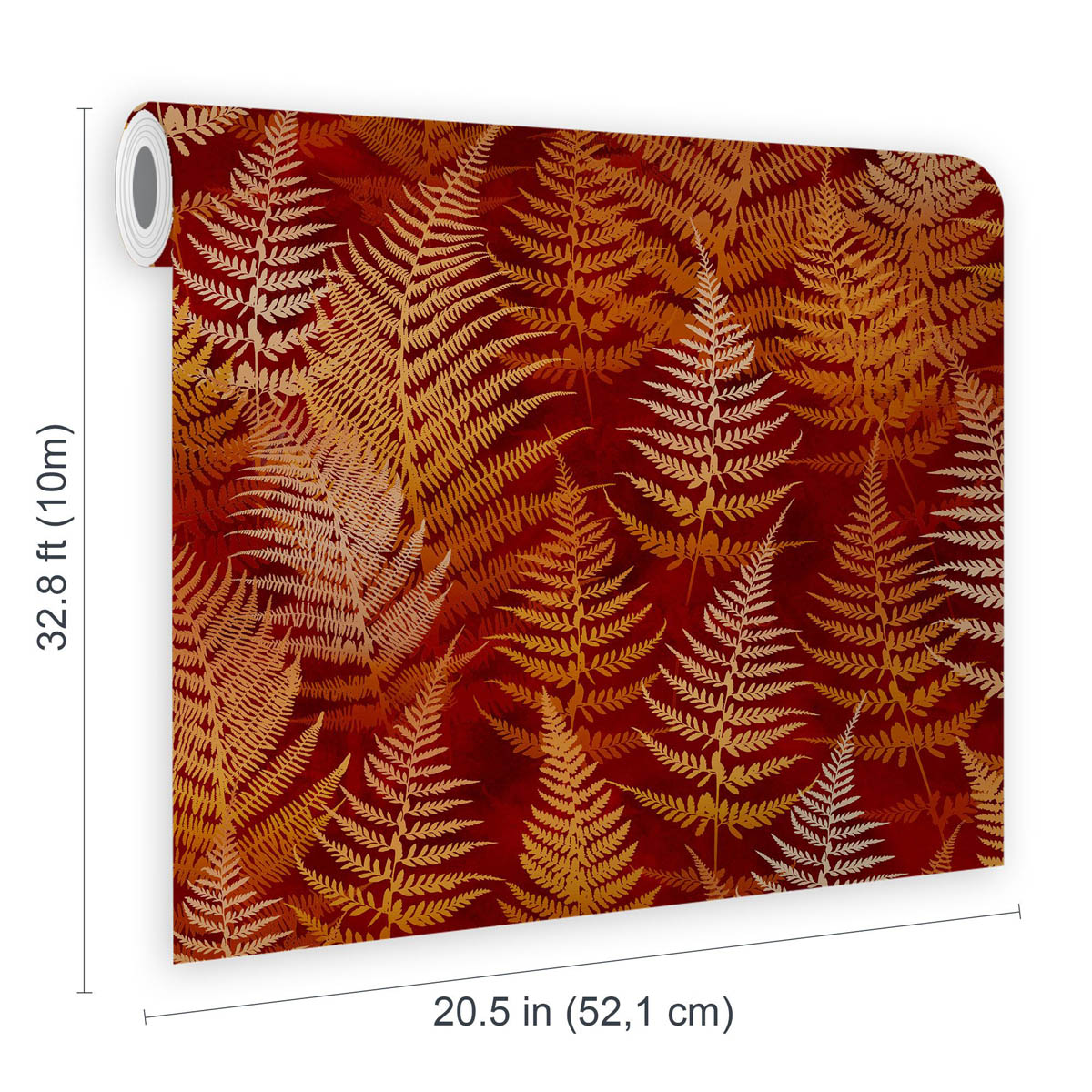 Clarissa Hulse Wallpaper Woodland Fern Rust Orange Leaves Smooth Living Bedroom - Image 2