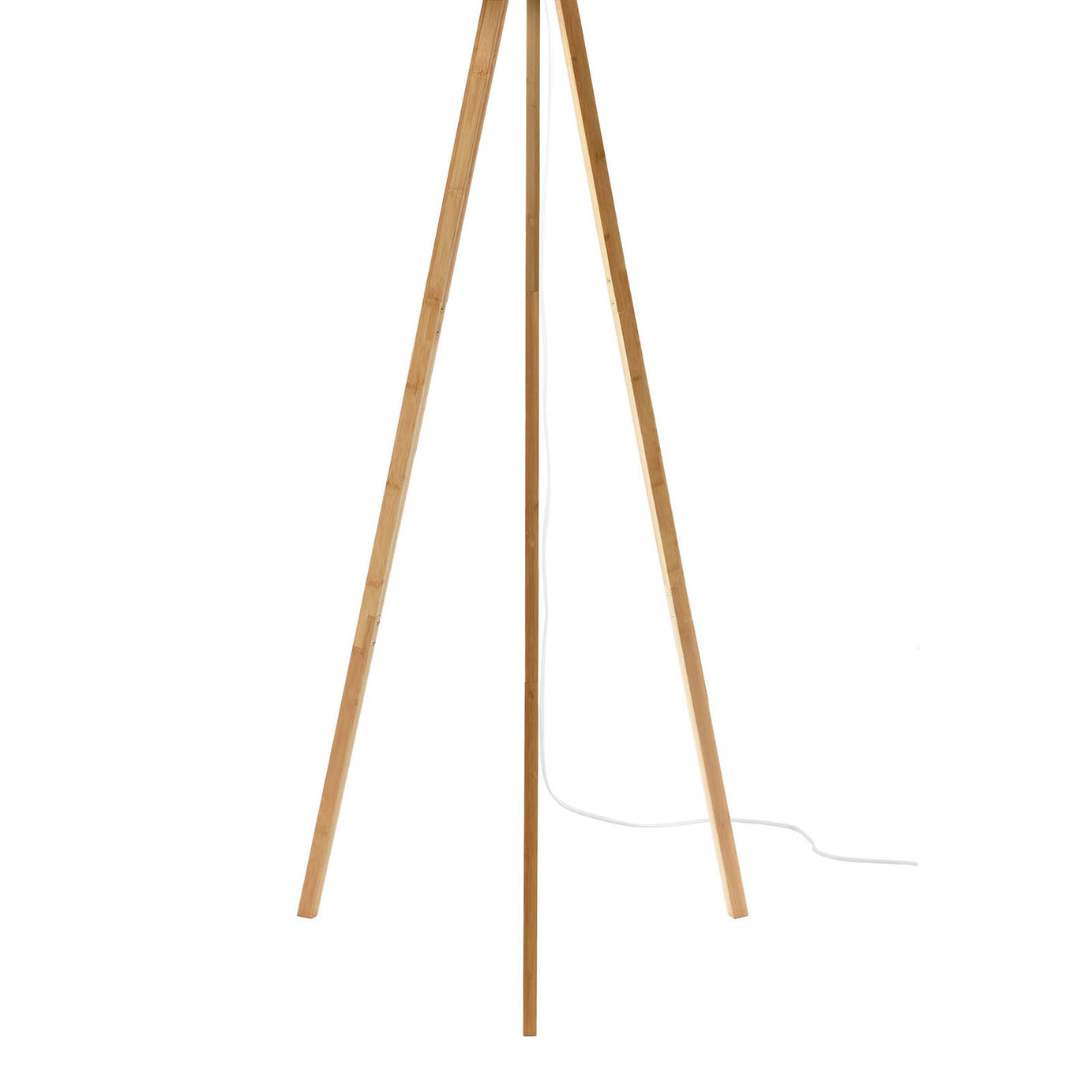 Floor Table Lamp Set LED Natural Bamboo Tripod White Fabric Modern Living Room - Image 8