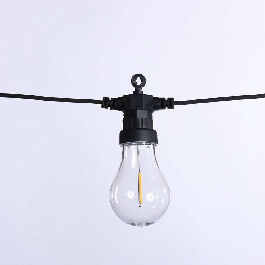 Outdoor Festoon String Lights 20 LED Plastic Black Warm White Weatherproof - Image 2