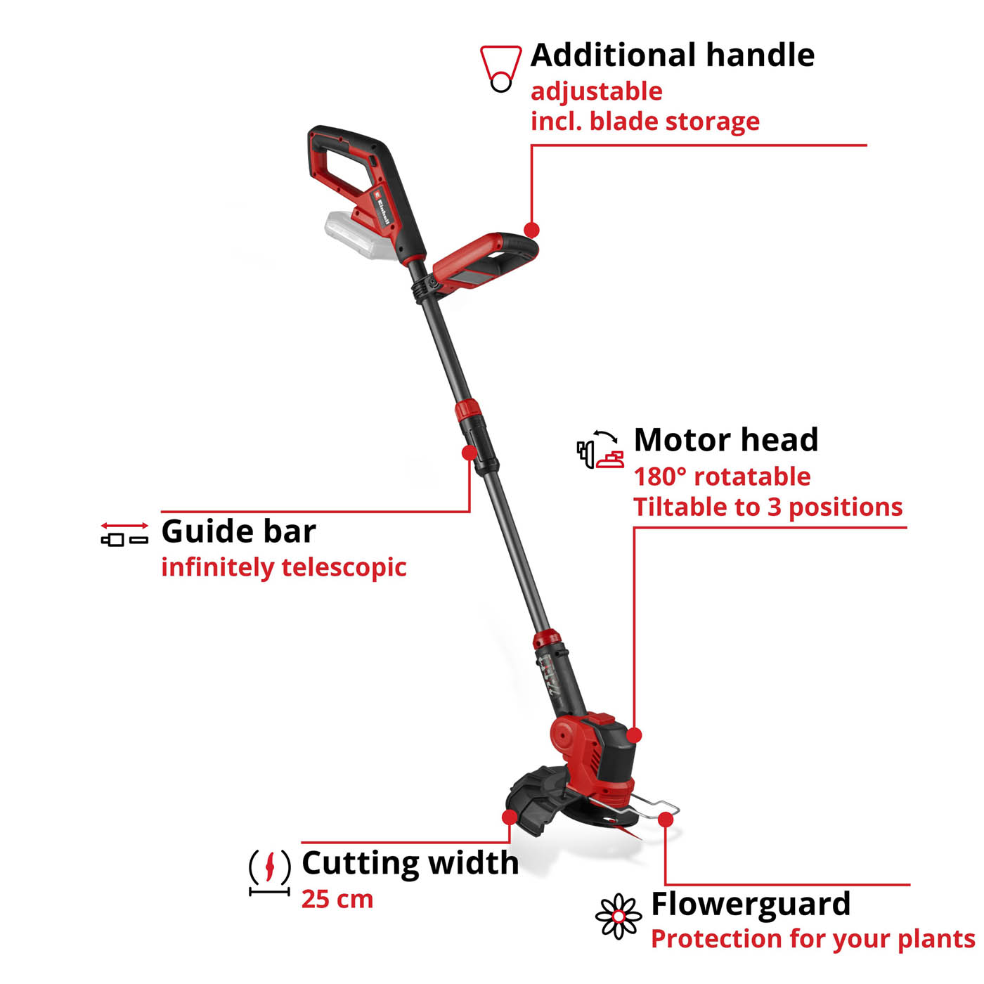 Einhell 18V Cordless Grass trimmer (Bare Tool) - GE-CT 18/25-1 Li-Solo - Image 4
