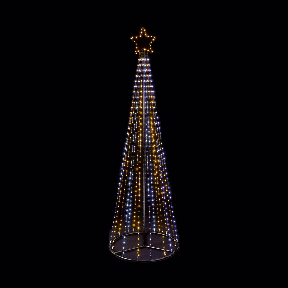 LED Pyramid Christmas Tree Artificial Decorative Pre-Lit Ice Warm White 2.1m - Image 1