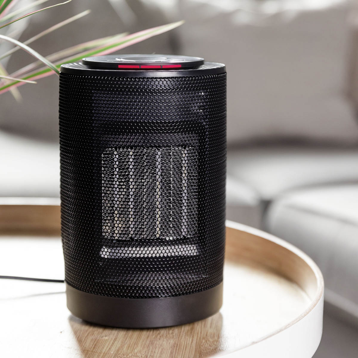 TCP Fan Heater 16-37C Adjustable Thermostat Black Compact Oscillating 1200W - Image 1