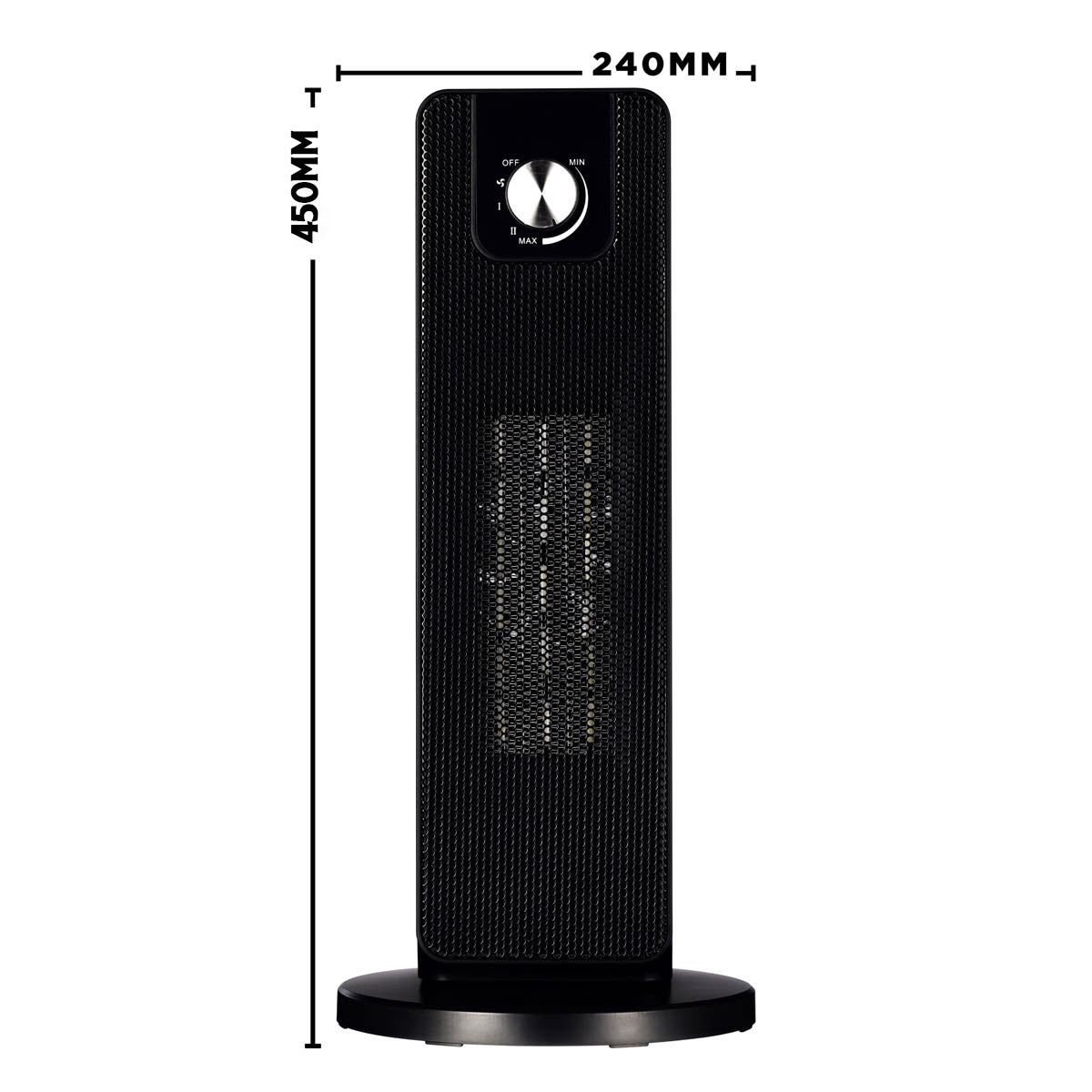 Tower Fan Heater Electric Oscillating Black Portable Home Office 2000W 45cm - Image 2