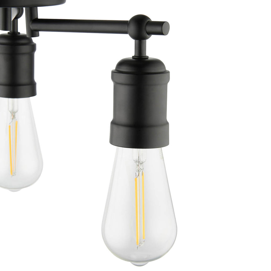 LED Ceiling Light Bathroom 3 Way Matt Steel Black E27 Dimmable Indoor IP44 - Image 4