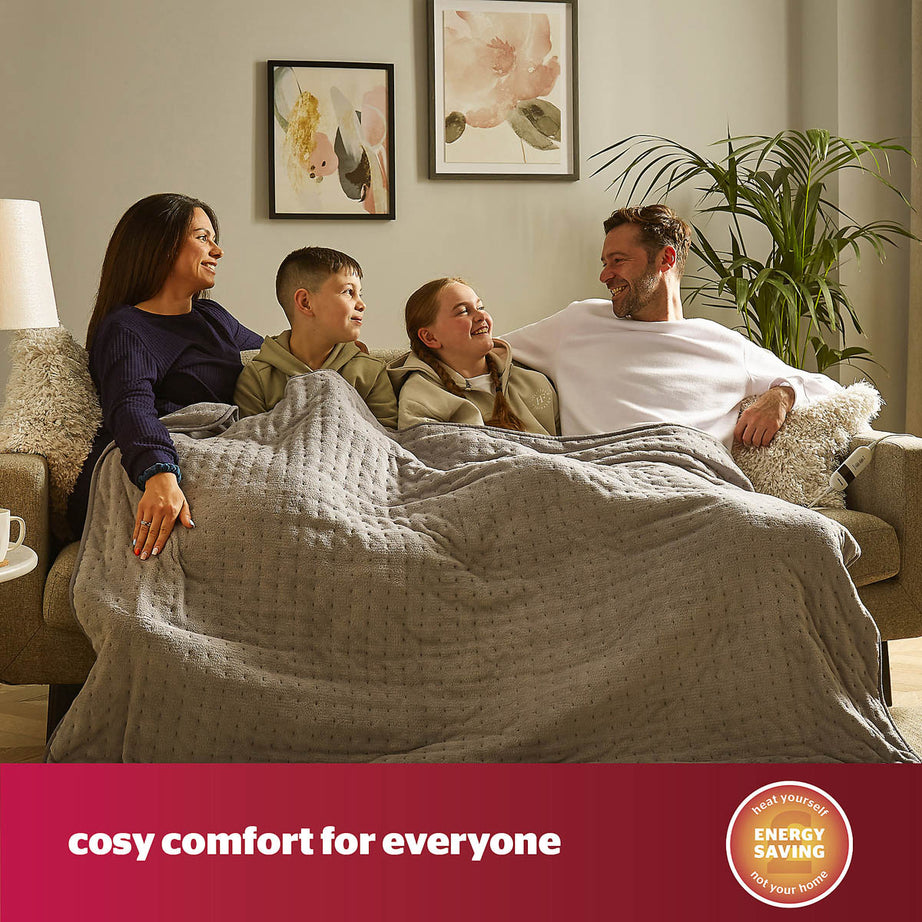 Silentnight Heated Throw Luxury Grey Soft Fleece 9 Heat Settings Standard Size - Image 3
