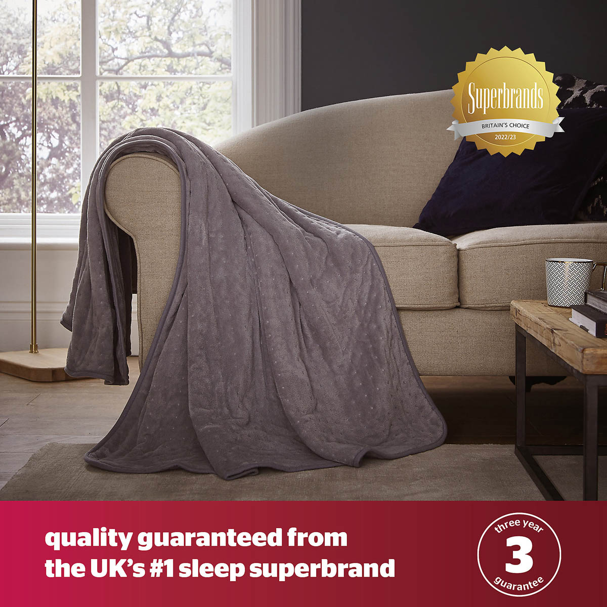 Silentnight Heated Throw Luxury Grey Soft Fleece 9 Heat Settings Standard Size - Image 6