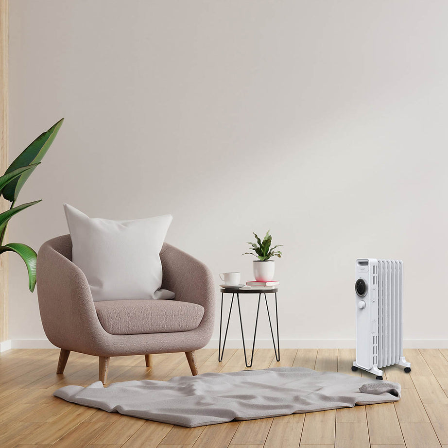 Oil Filled Radiator Electric White Portable 3 Heat Settings 7 fins 1500W - Image 4