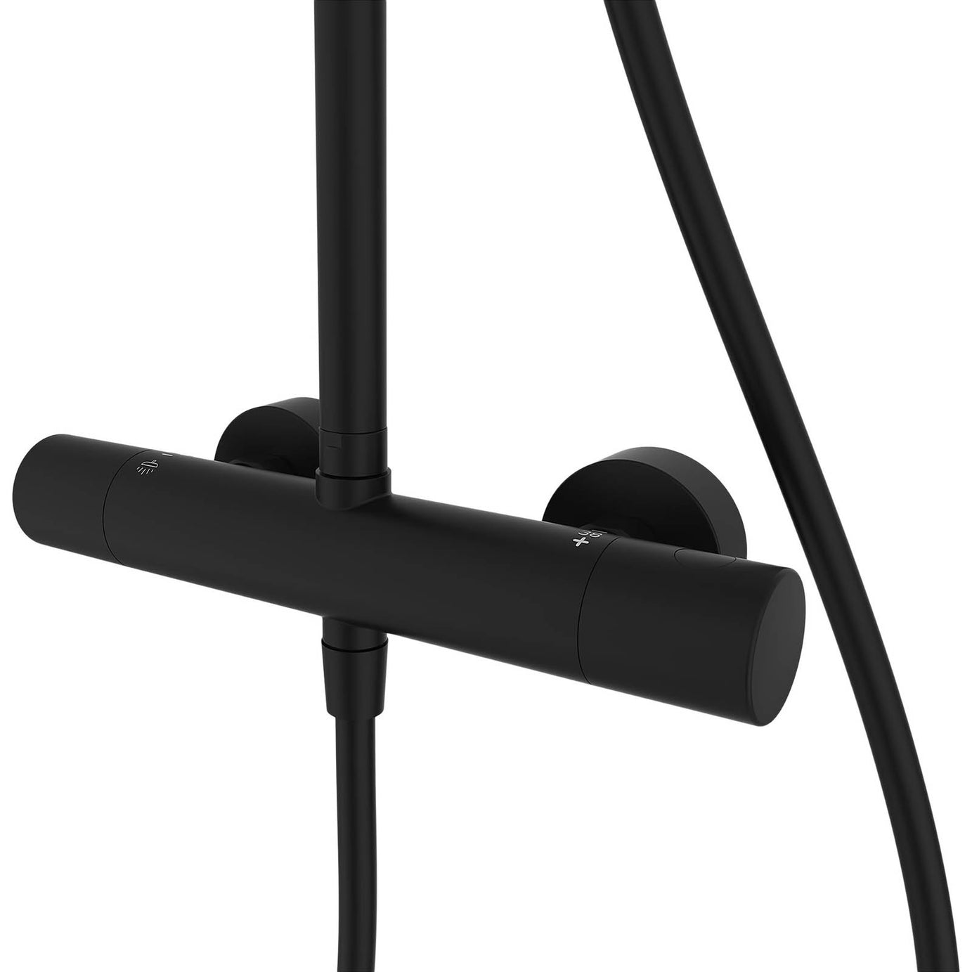 Hanalei Thermostatic Mixer Shower Matt Black Dual Round Head Bathroom Modern - Image 4