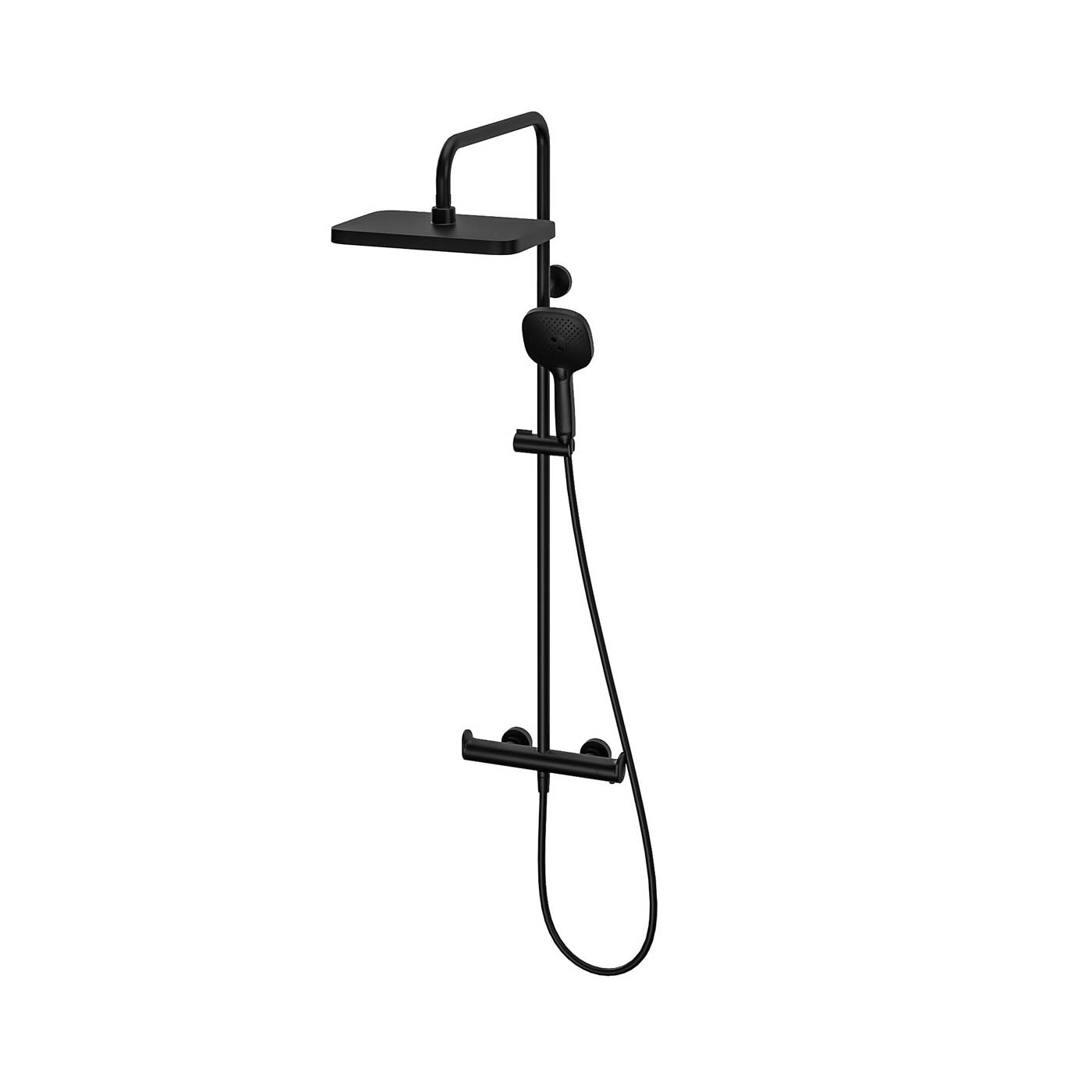 GoodHome Matt Black Thermostatic Mixer Multi head shower with 2 heads & 1.5m hose length - Image 1