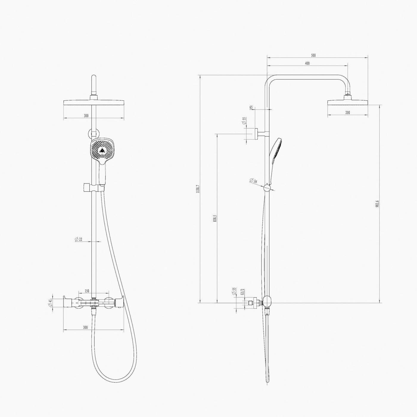 GoodHome Matt Black Thermostatic Mixer Multi head shower with 2 heads & 1.5m hose length - Image 5