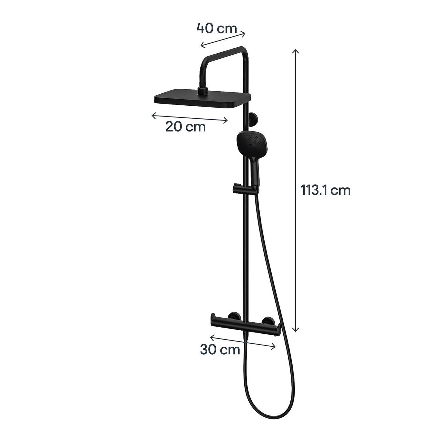 GoodHome Matt Black Thermostatic Mixer Multi head shower with 2 heads & 1.5m hose length - Image 8