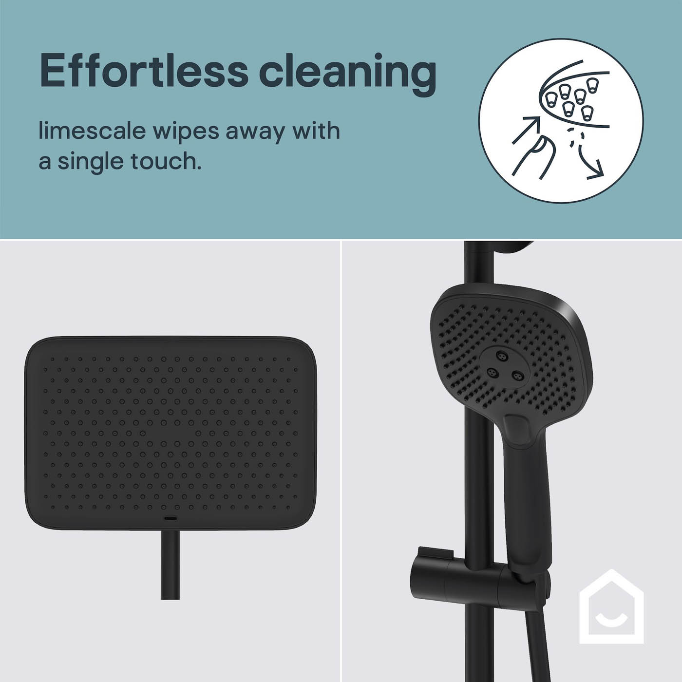 GoodHome Matt Black Thermostatic Mixer Multi head shower with 2 heads & 1.5m hose length - Image 9