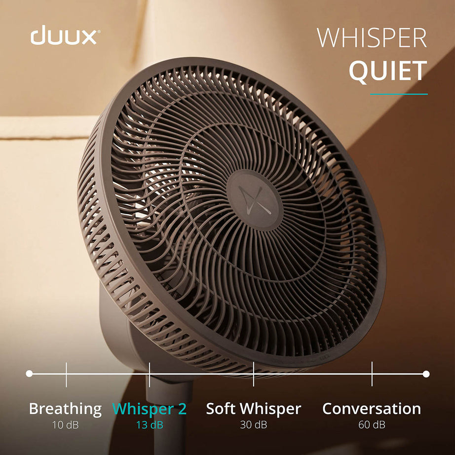 Duux Pedestal Fan Whisper 2 Quiet Mark Grey Oscillating Tilt 12" Remote Control - Image 4