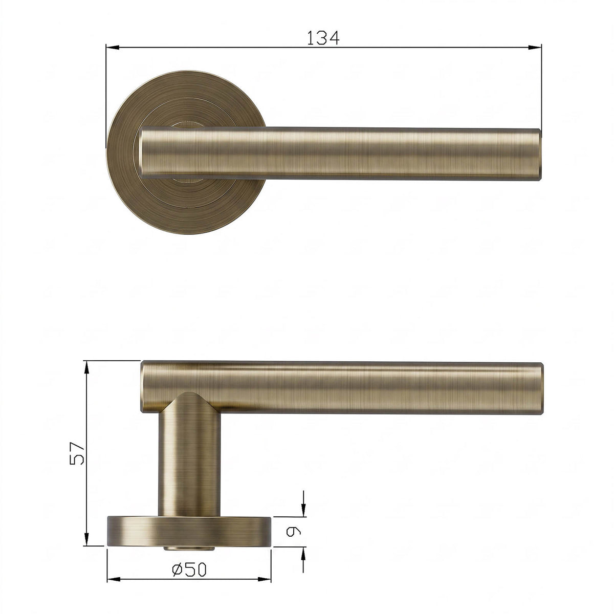 Asker Brushed Antique brass effect Straight Lever on rose Door handle (L)124.5mm, Pack of 3 - Image 5